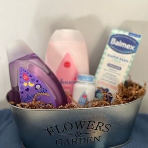 Baby supplies for gift baskets.